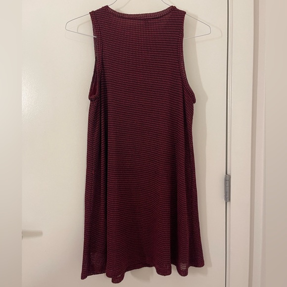 Maroon and Black Plaid Swing Mini Dress - Picture 2 of 2